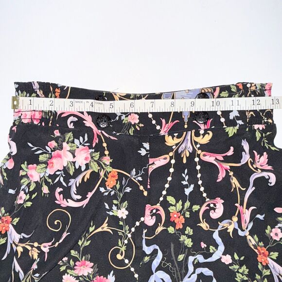Betsey Johnson Collection 100% Silk Floral Wide Leg Pants Black Colorful Y2K 6 - Picture 10 of 16